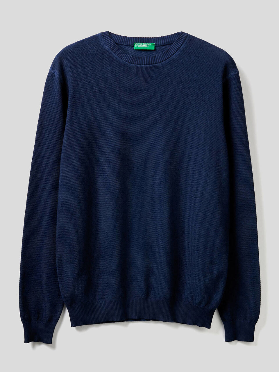 Crew neck sweater with V detail Men image number 1