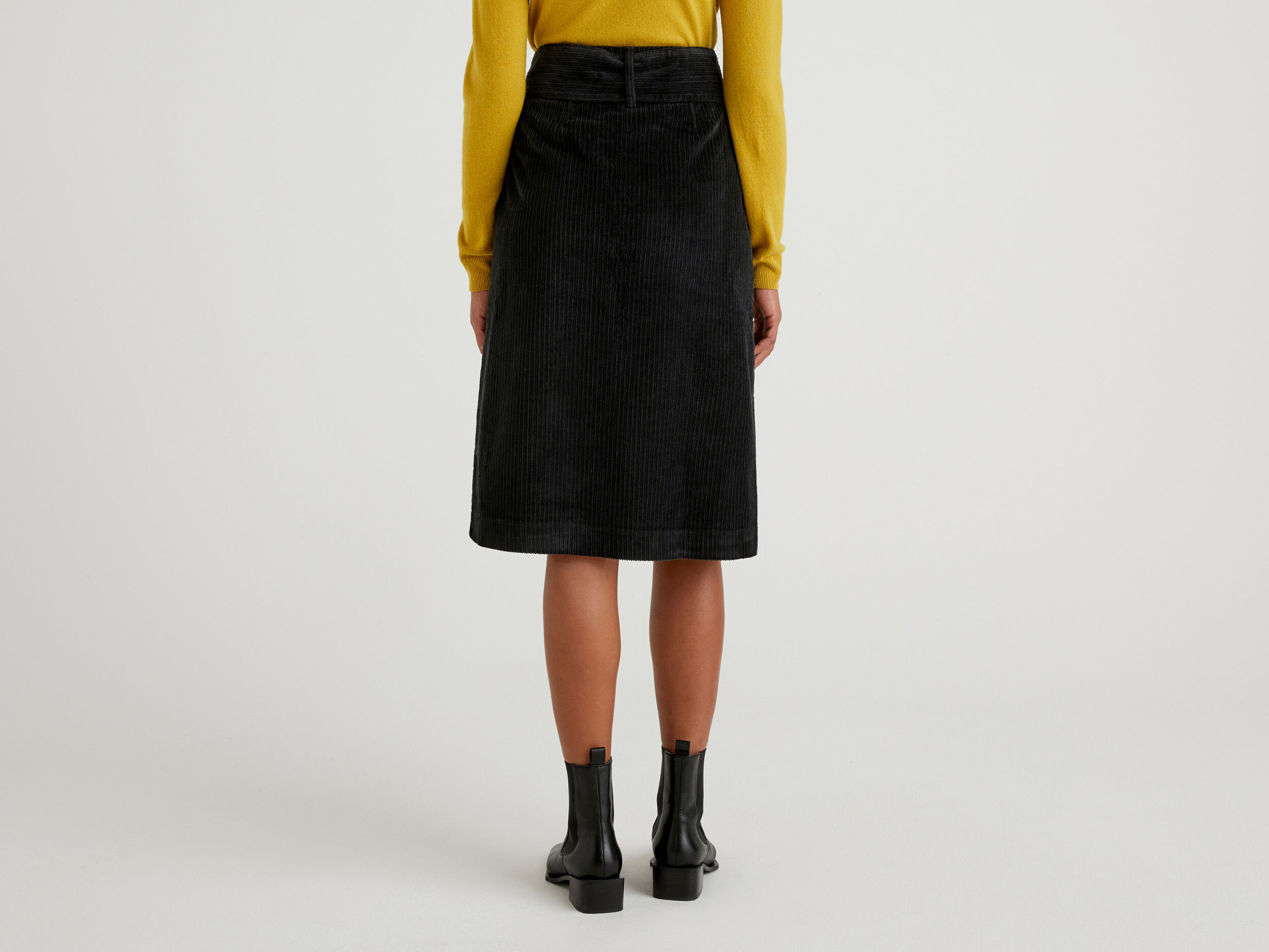 High waisted velvet skirt Black Benetton