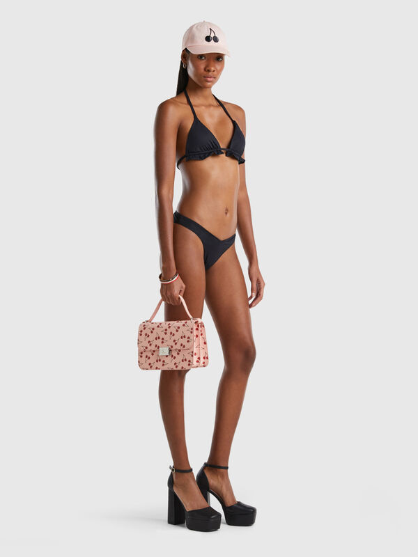 Triangle bikini top in ECONYL® with flounces Women
