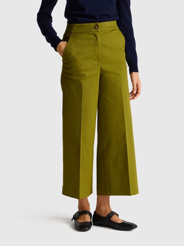 Pantalones anchos de cintura alta Pantalones anchos de cintura alta Mujer