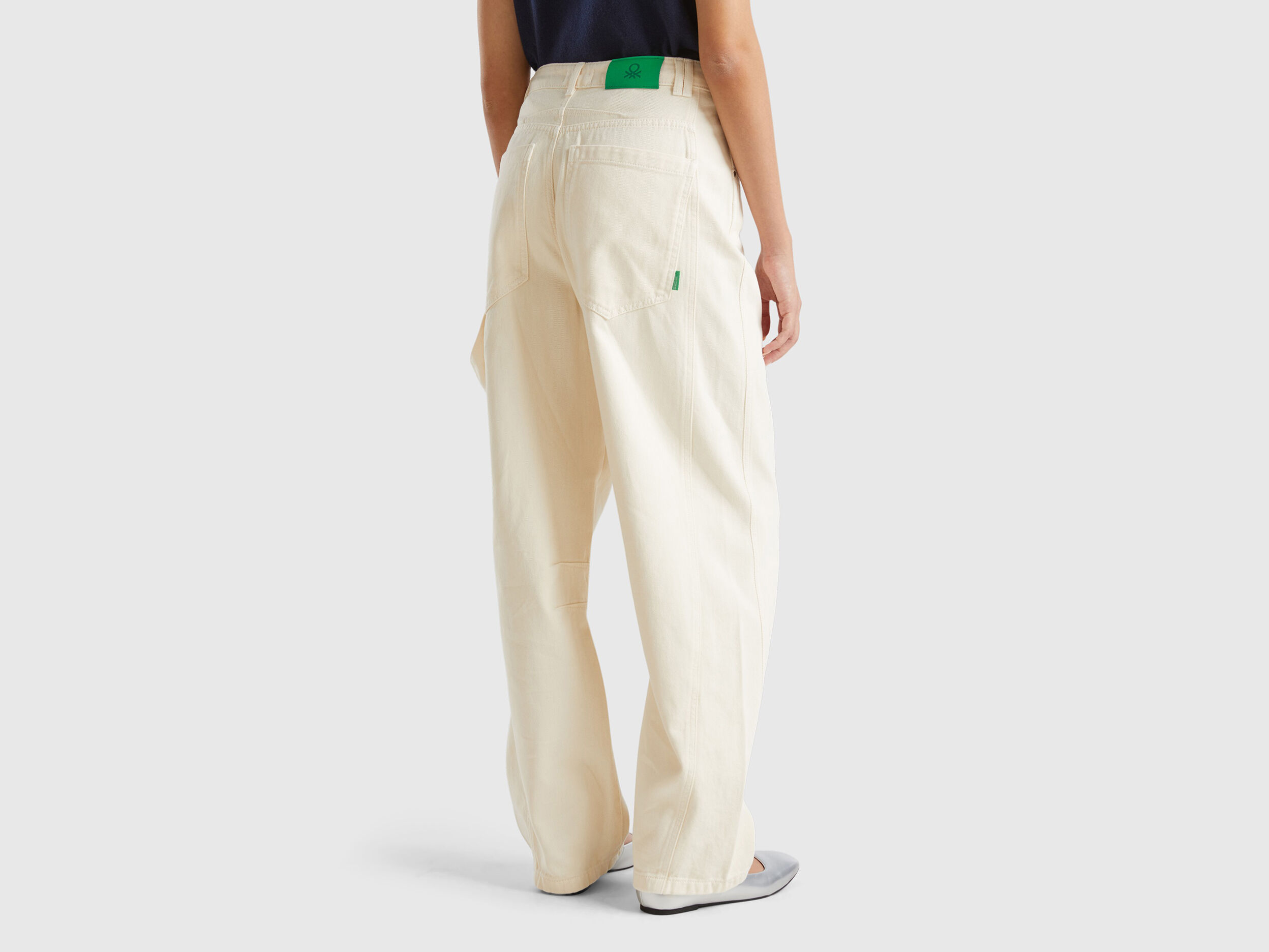 Baggy fit trousers - Creamy White | Benetton Baggy fit trousers - Creamy White | Benetton