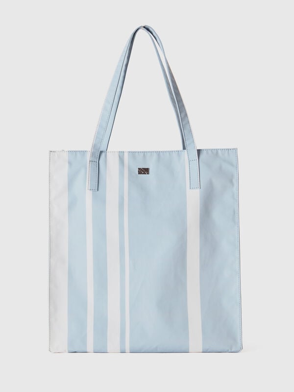 Sky blue striped shopping bag Women