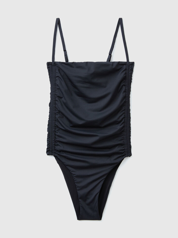 One-piece swimsuit in ECONYL® with draping image number 1