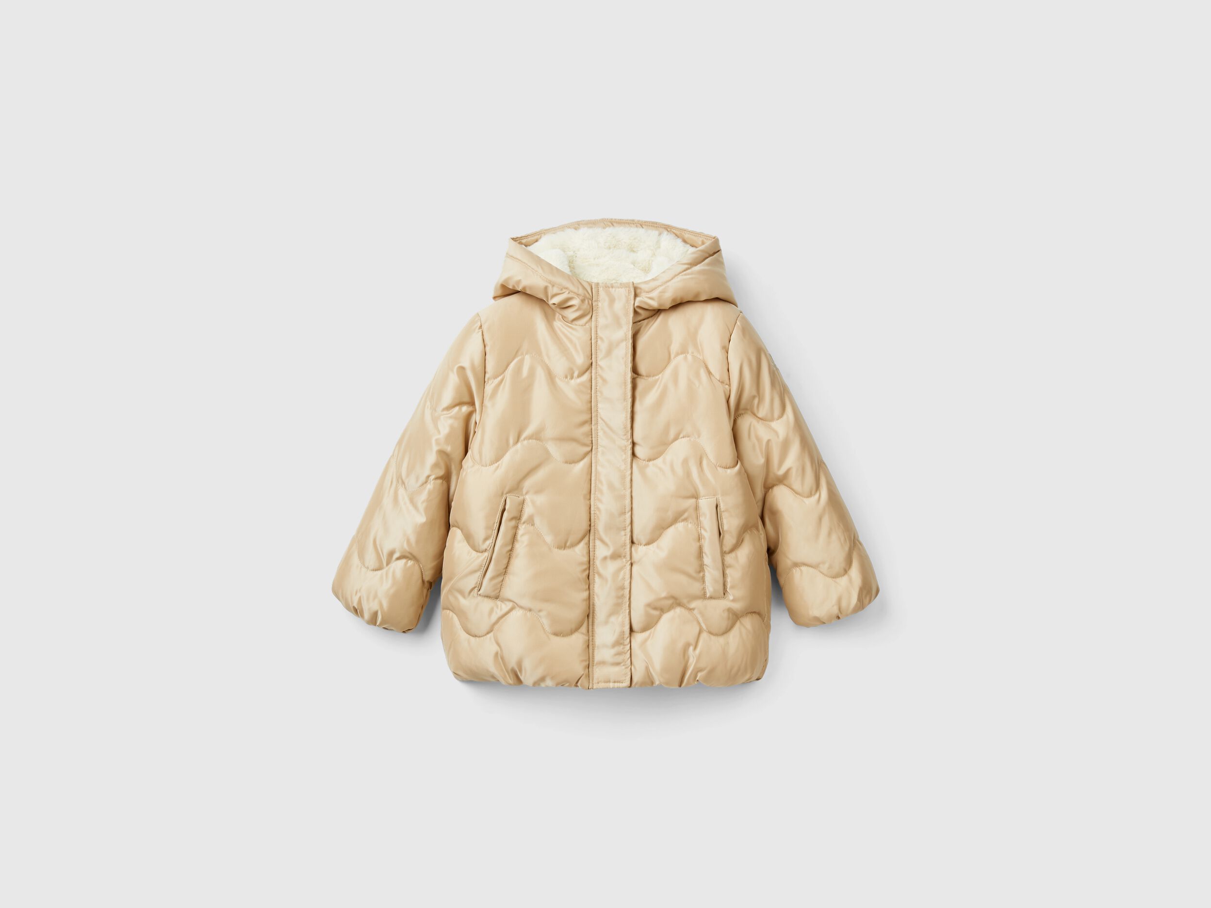Shiny nylon jacket - Beige | Benetton