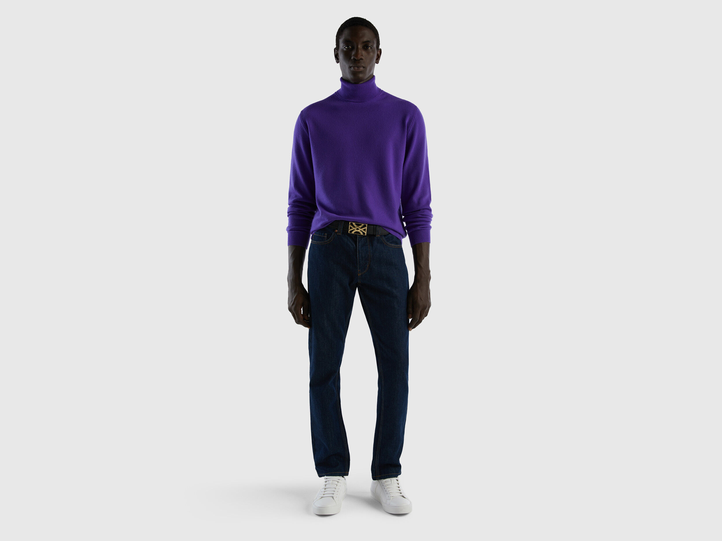 Purple turtleneck in pure Merino wool Violet Benetton