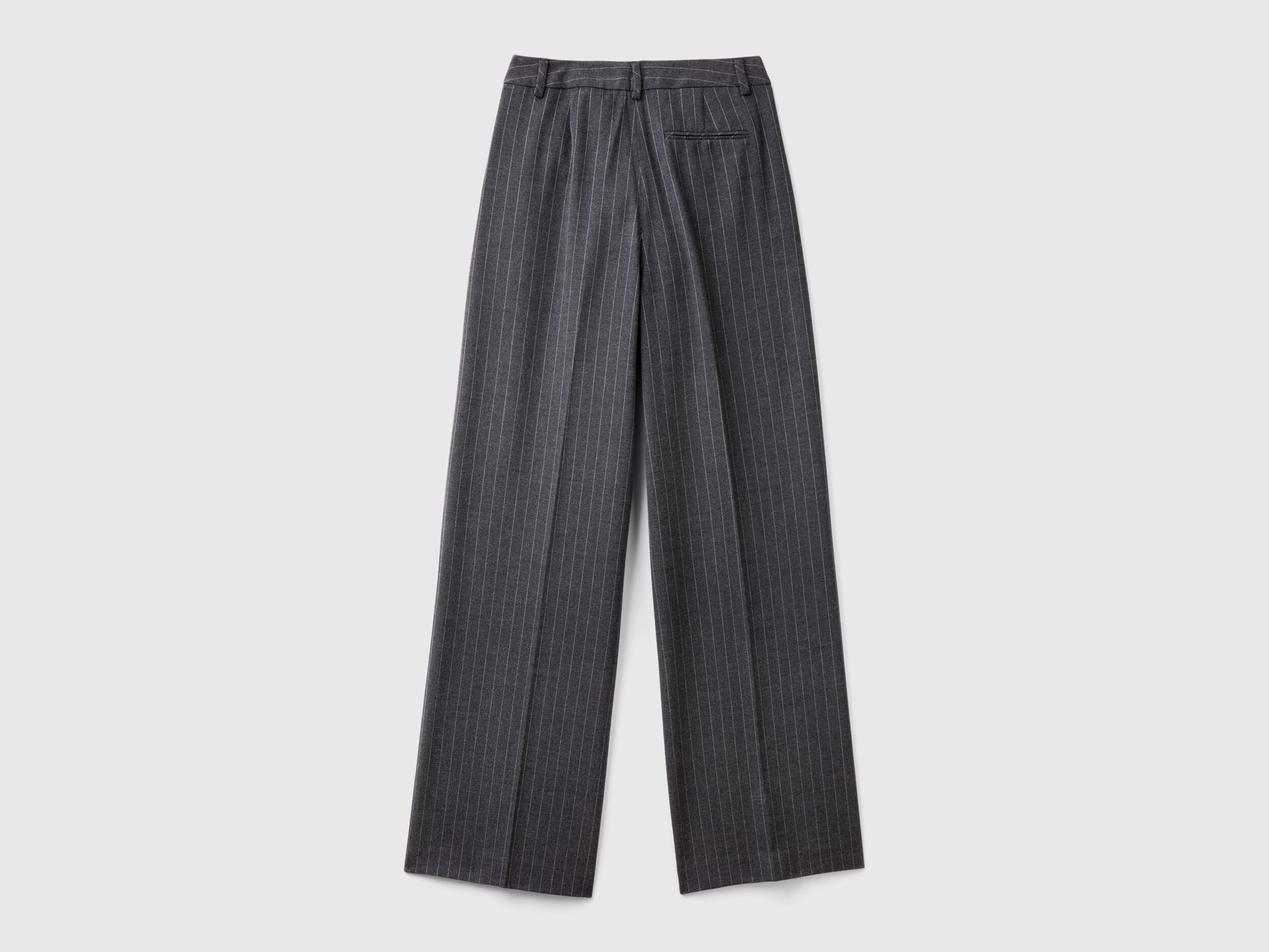 Pinstripe trousers with wide leg - Dark Gray | Benetton