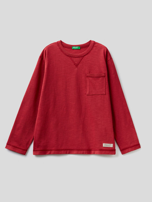 T-shirt with breast pocket in organic cotton Junior Boy