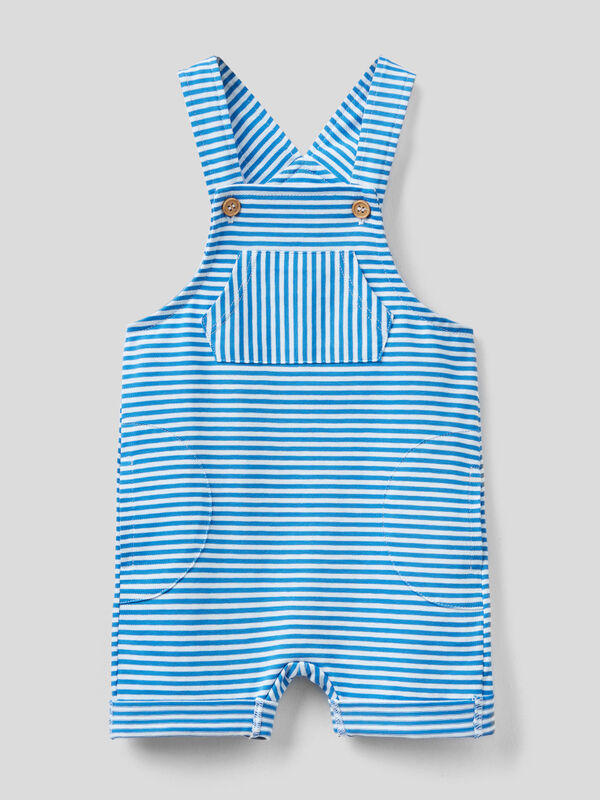 Striped overalls in 100% organic cotton New Born (0-18 months)