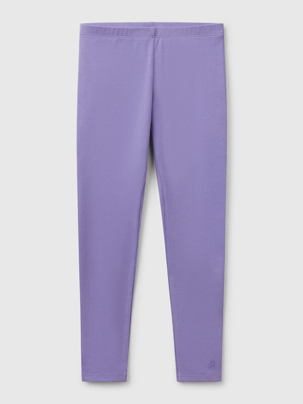 Leggings in stretch cotton with logo Junior Girl