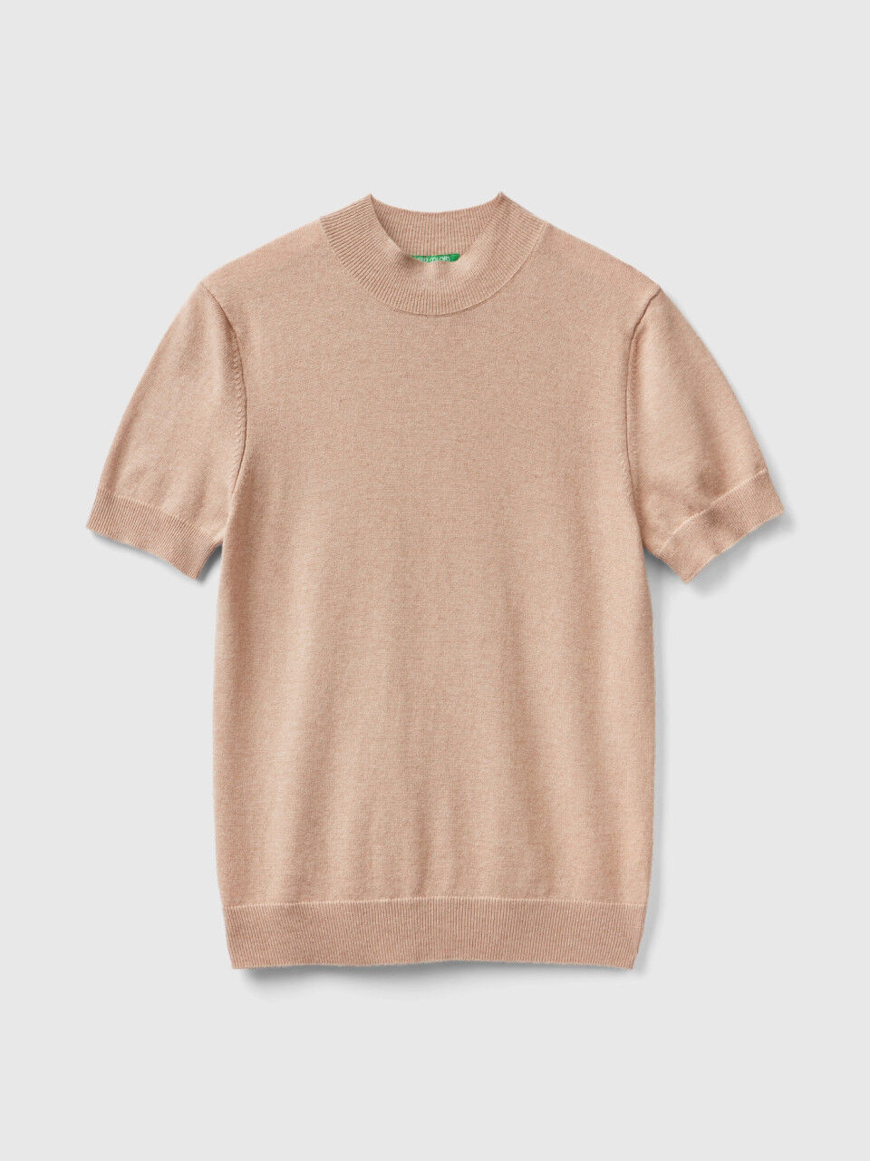 Beige short sleeve sweater in cashmere blend Beige Benetton