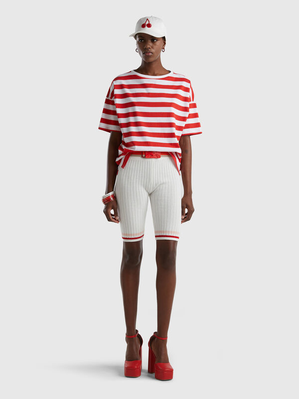 Striped t-shirt with boat neck Women