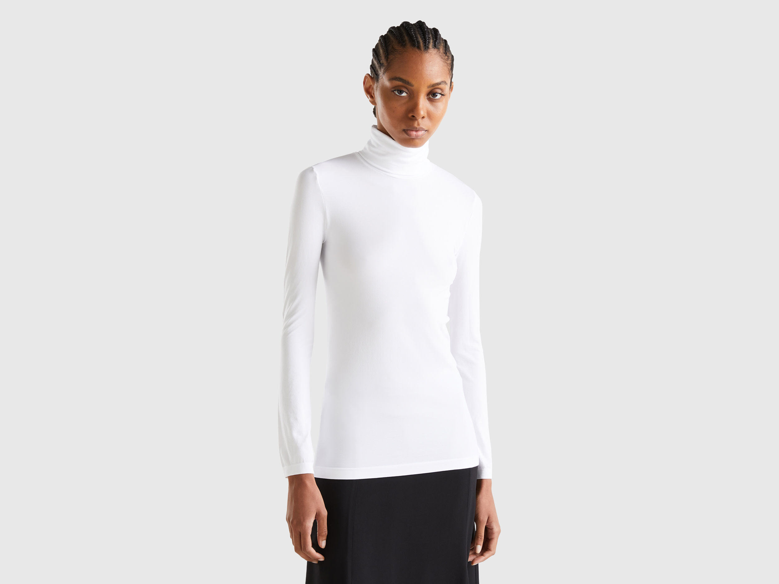Stretch turtleneck sweater White Benetton