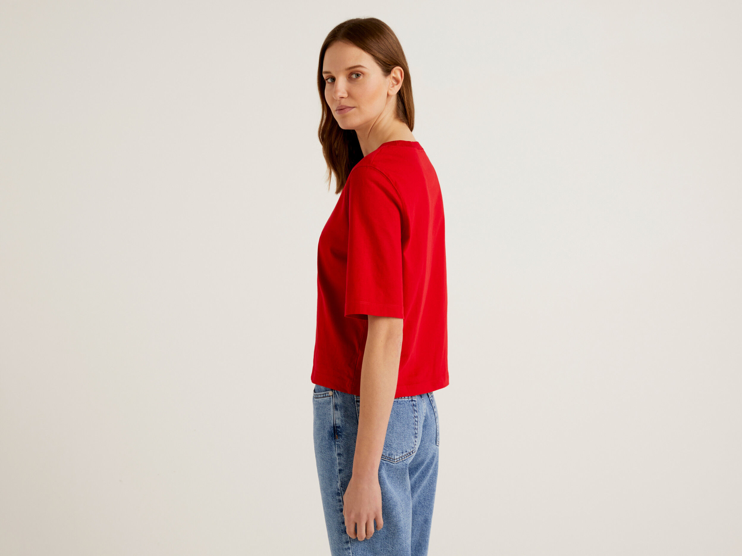 100% cotton boxy fit t-shirt - Red | Benetton