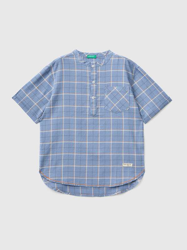 Mandarin collar check shirt Junior Boy