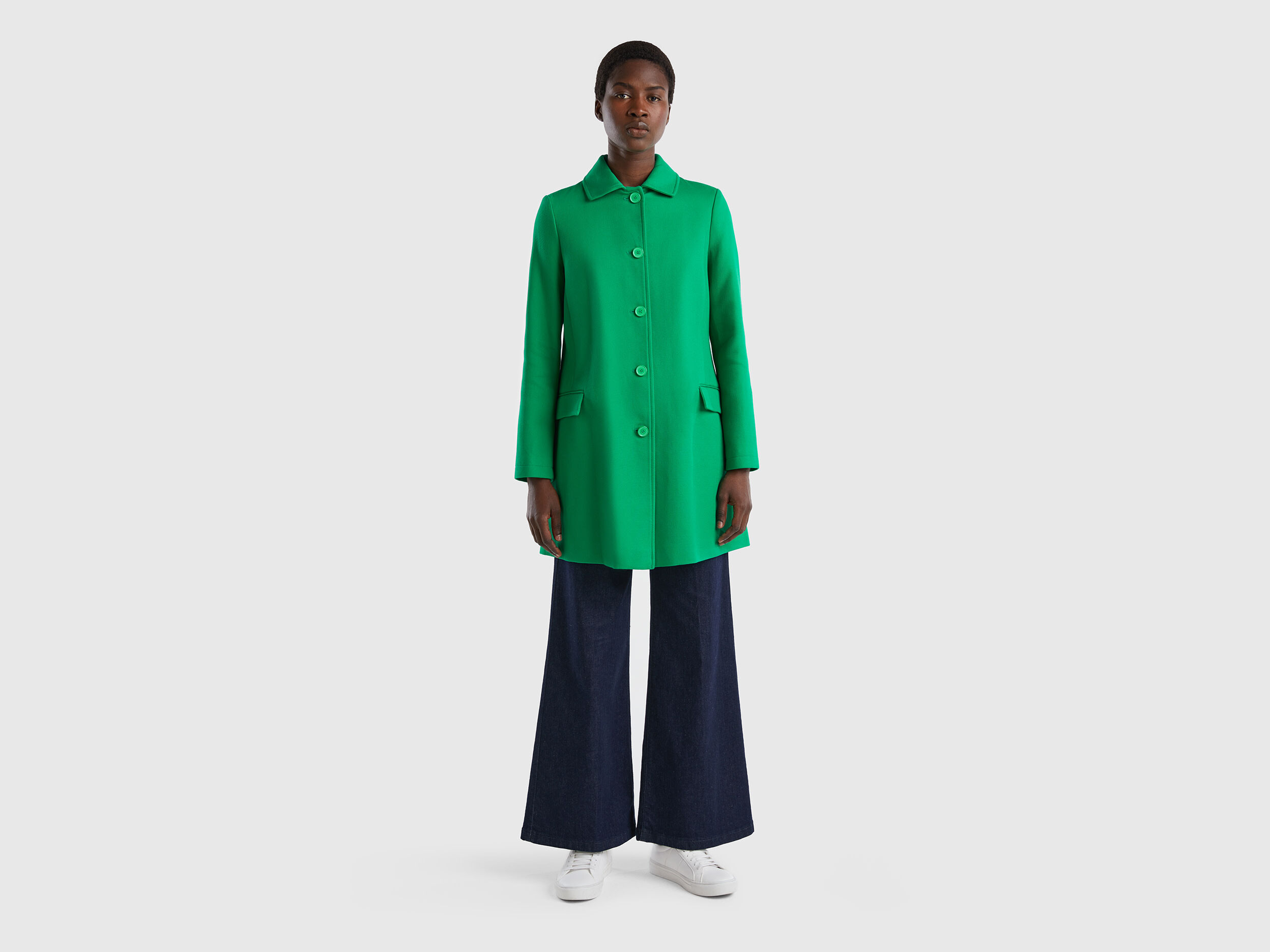 Duster coat in pure cotton Green Benetton