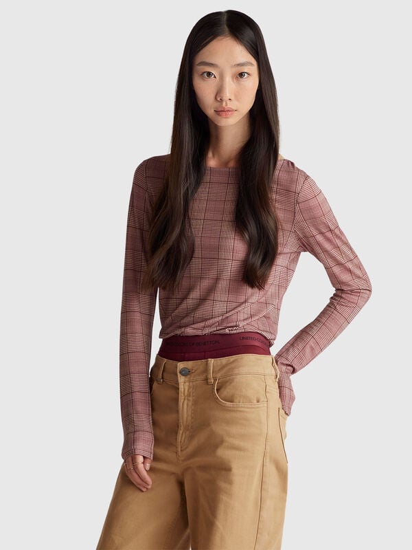 Camiseta ajustada Príncipe de Gales Mujer