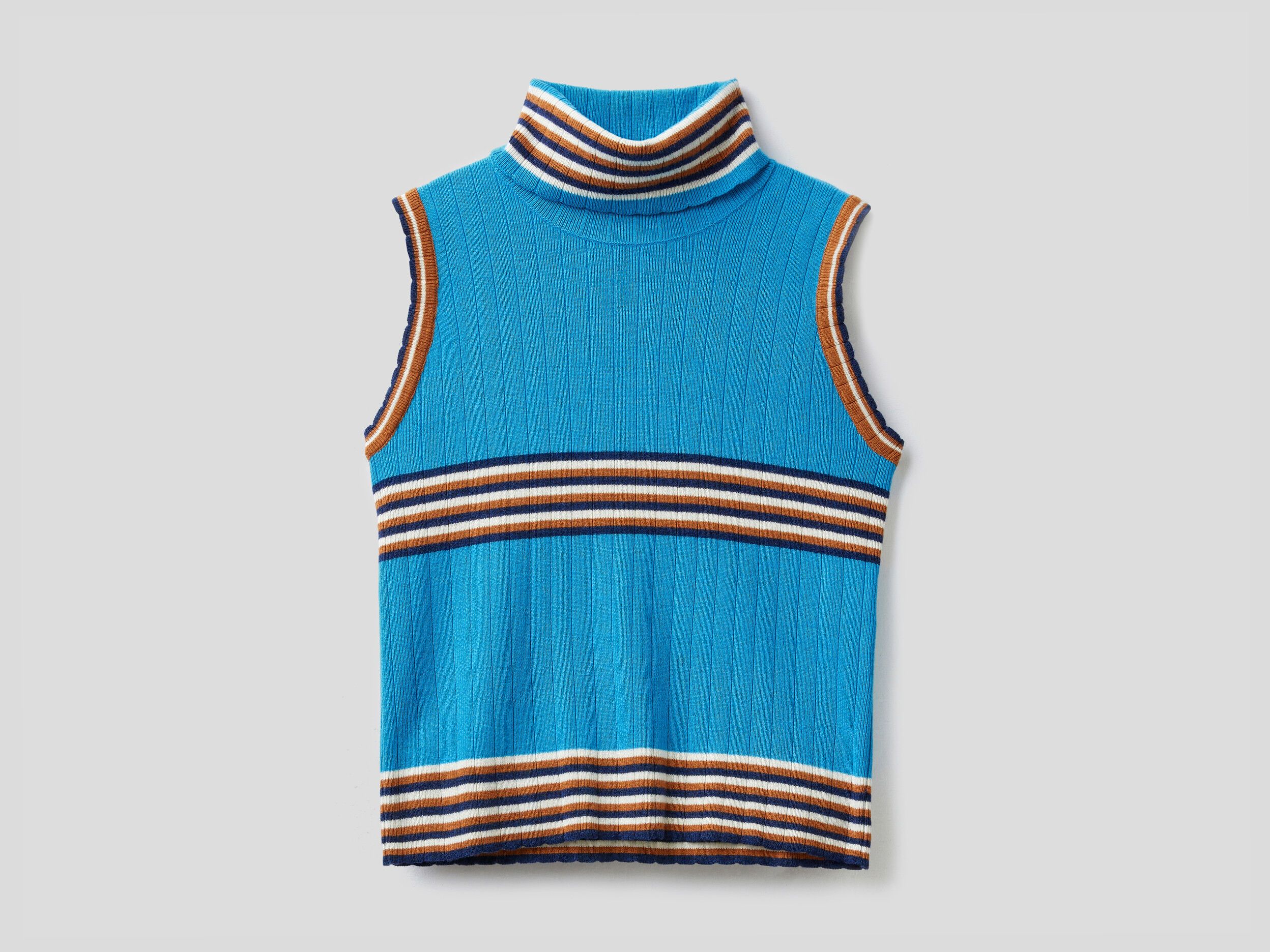 Striped sleeveless deals turtleneck