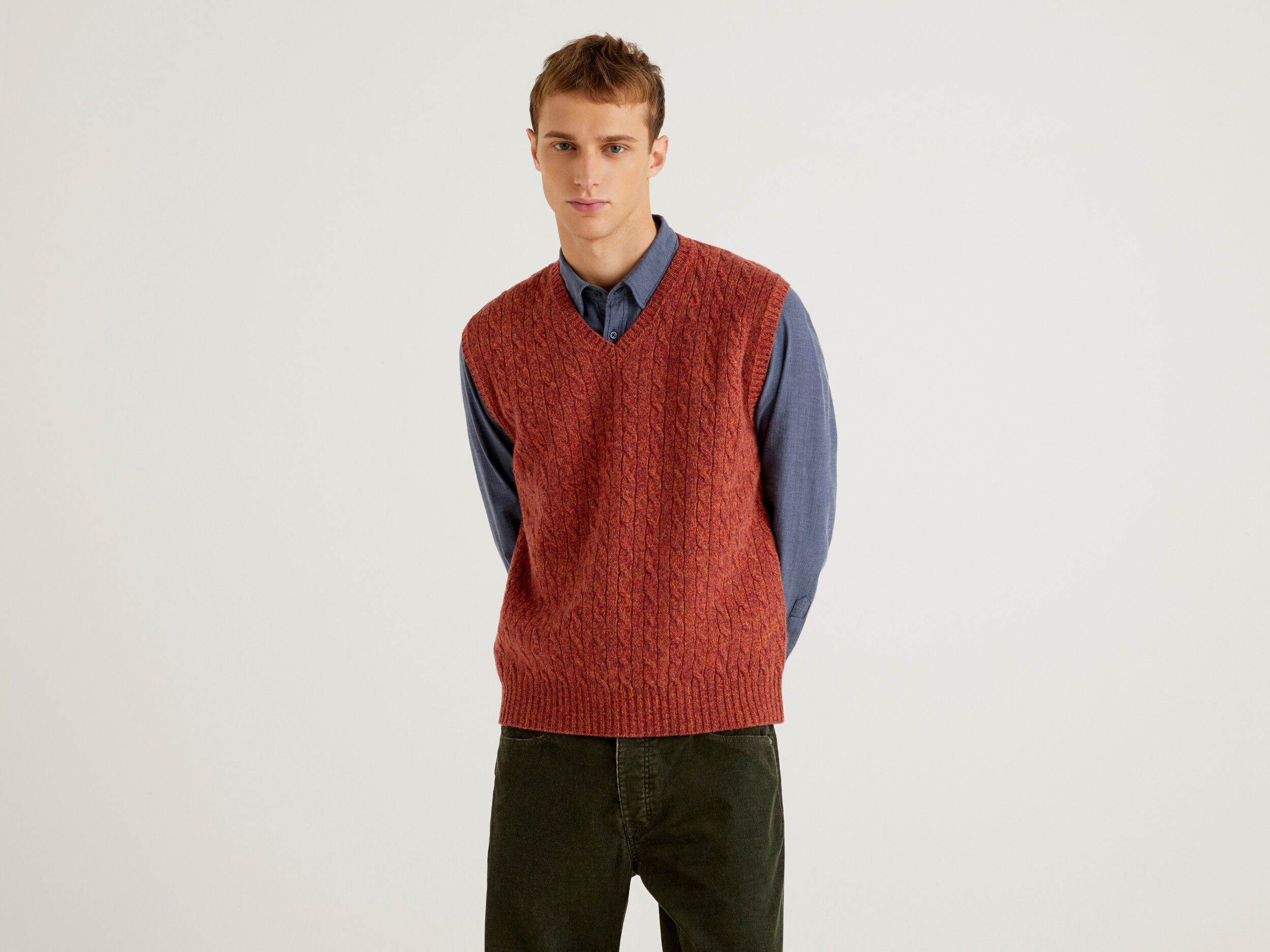 Vest in pure Shetland wool Red Benetton