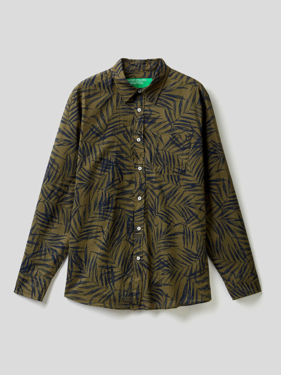 100% cotton shirt with botanical print image number 1
