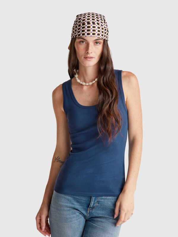 Air Force blue tank top in pure cotton  Women