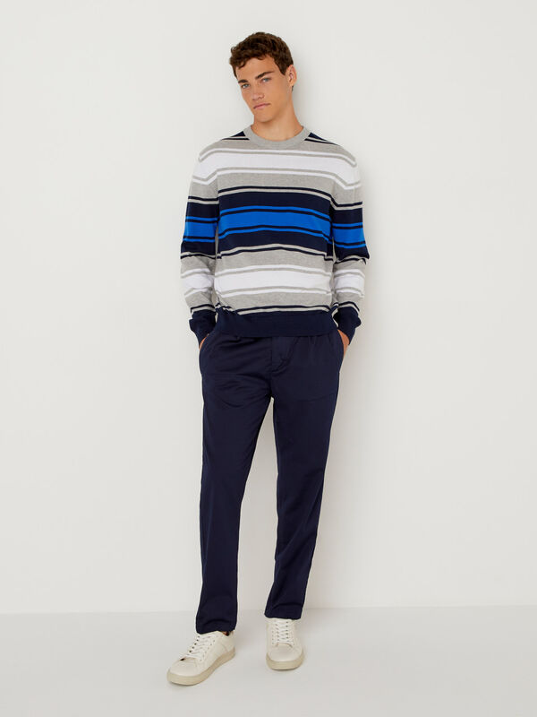 Striped crew neck sweater - Blue