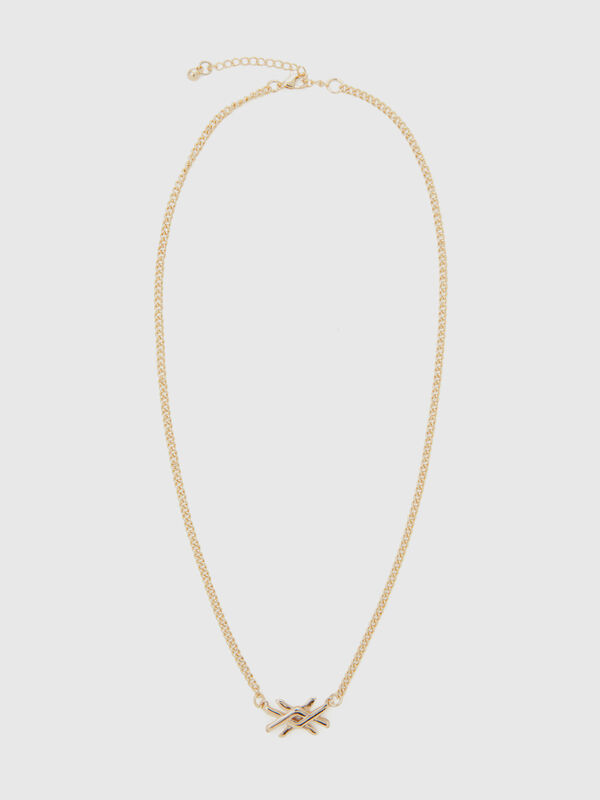 Gold necklace with logo Women