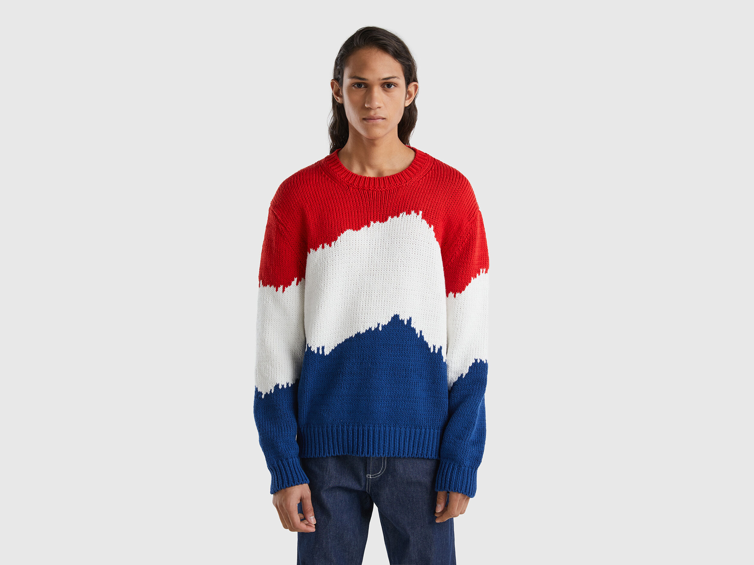Color block sweater Red Benetton