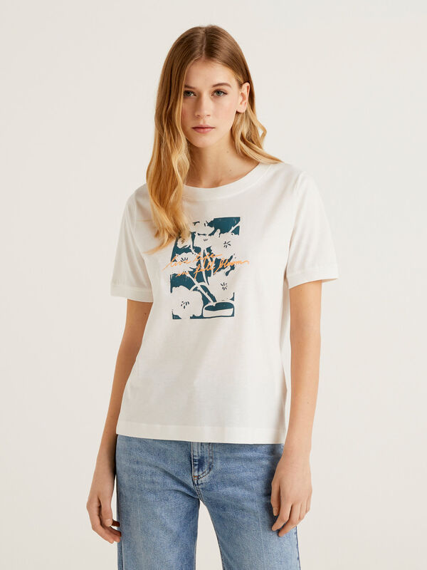 Camiseta de 100 % algodón con estampado Mujer