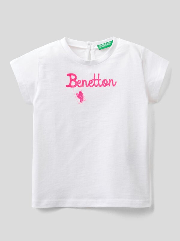 T-shirt in organic cotton with logo print Junior Girl