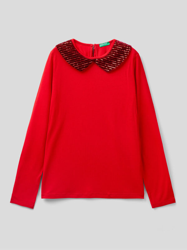 T-shirt with sequin collar Junior Girl