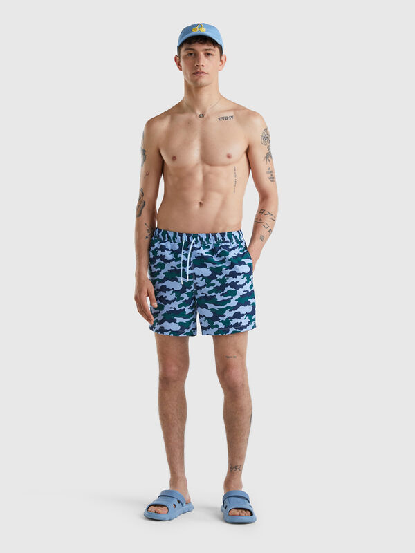 Swim trunks with camouflage print Men