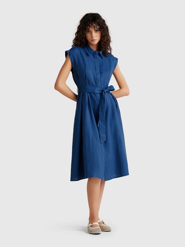 Shirt dress in pure linen Women