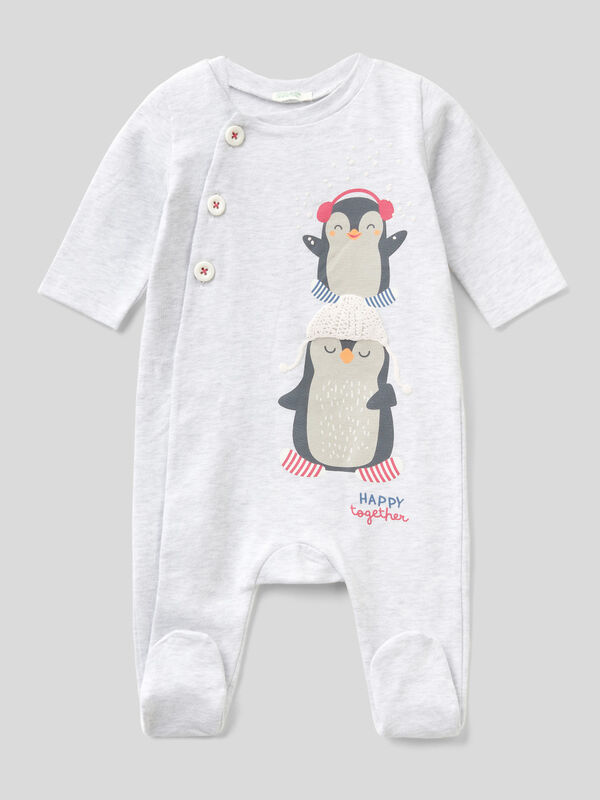 Jumpsuit in stretch cotton with print New Born (0-18 months)