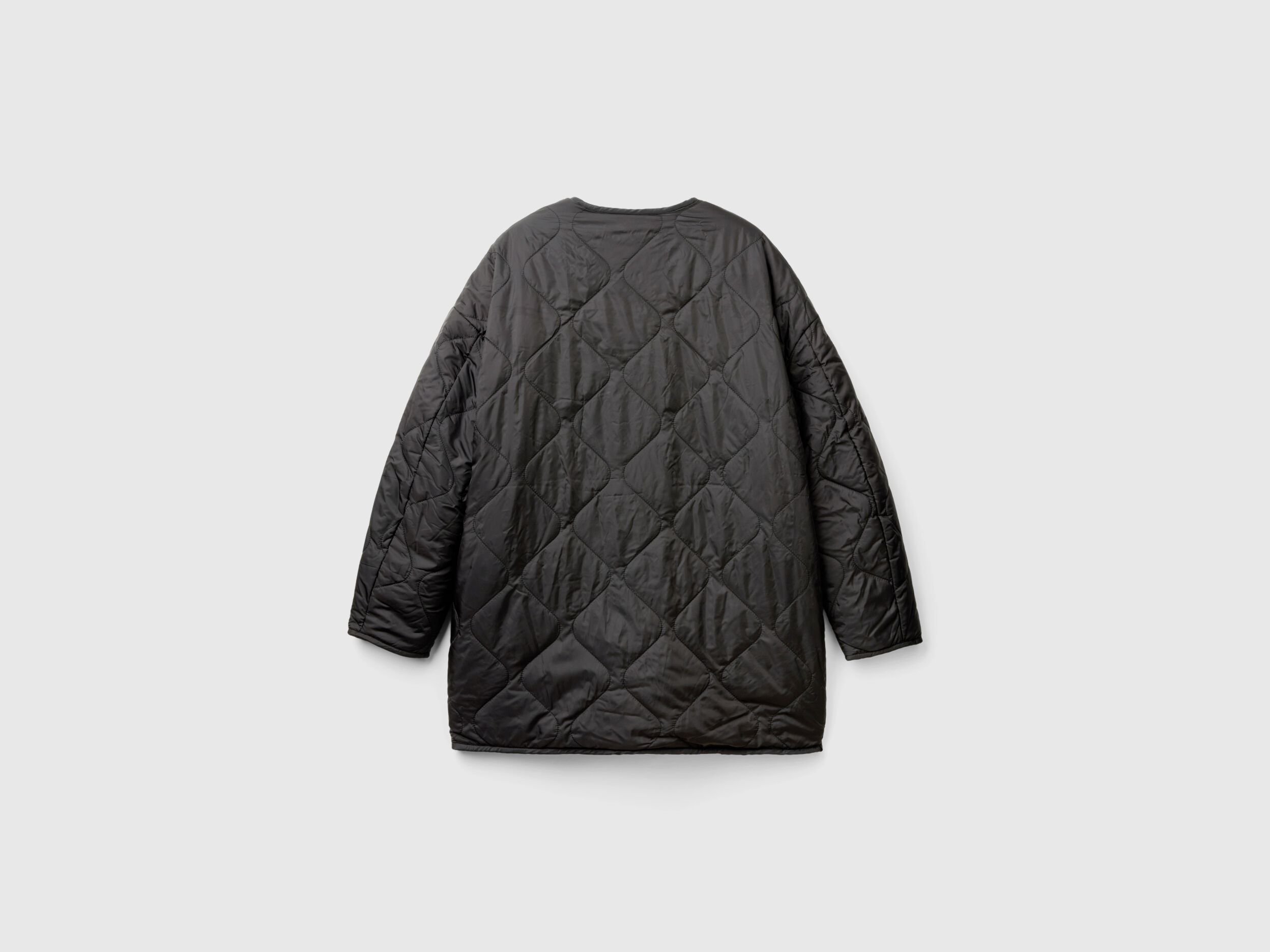 Long bomber jacket in nylon - Black | Benetton