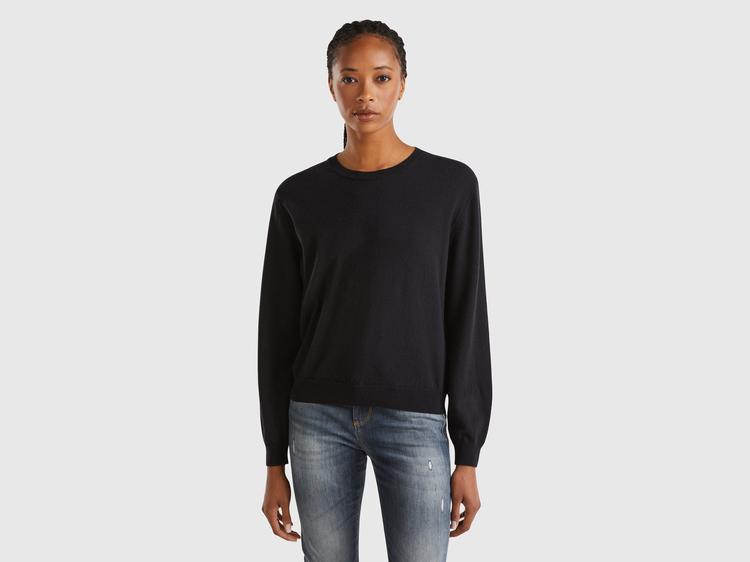 Black merino wool sweater womens discount