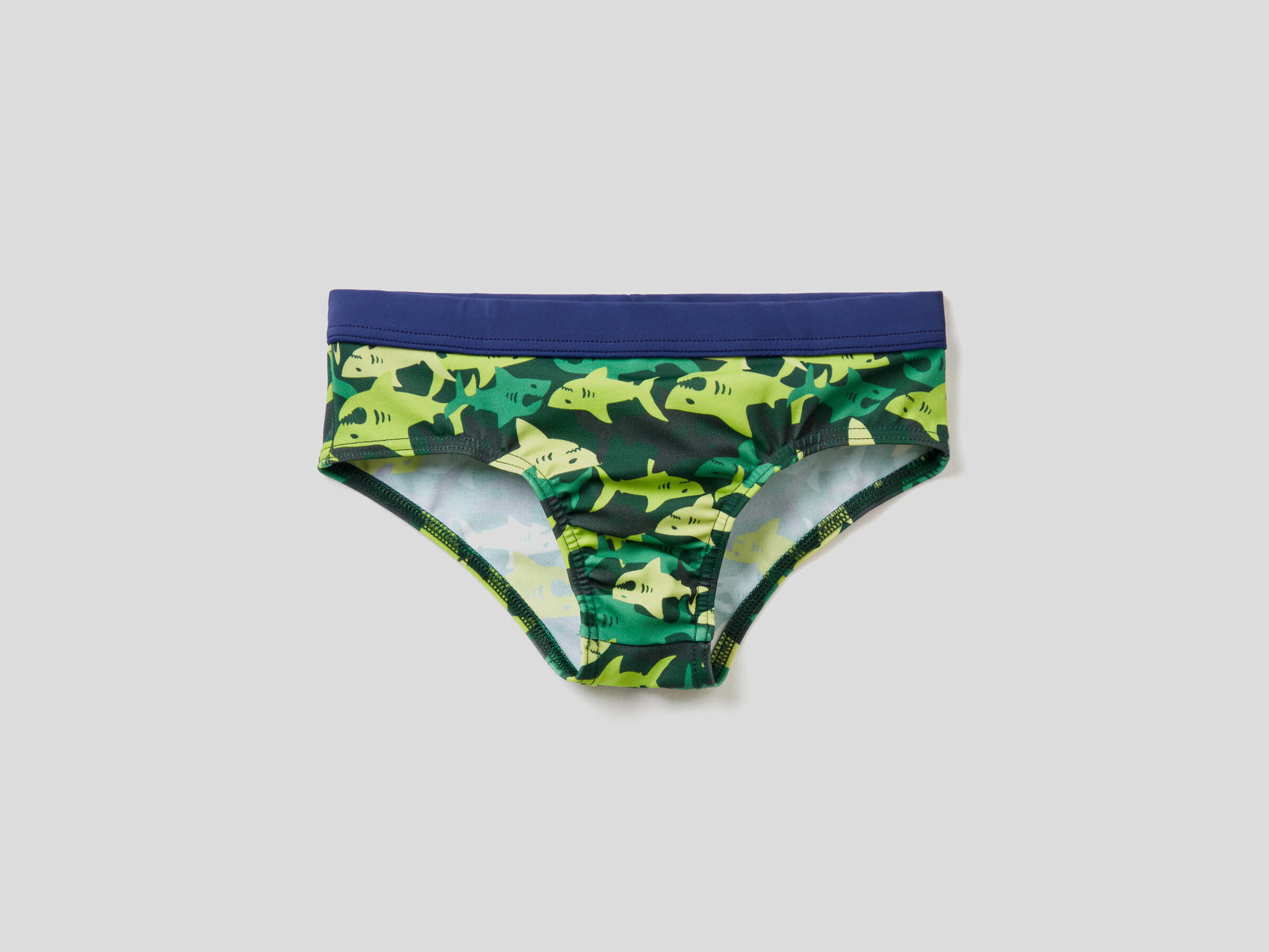 Camouflage shark pattern swim bottoms image number null