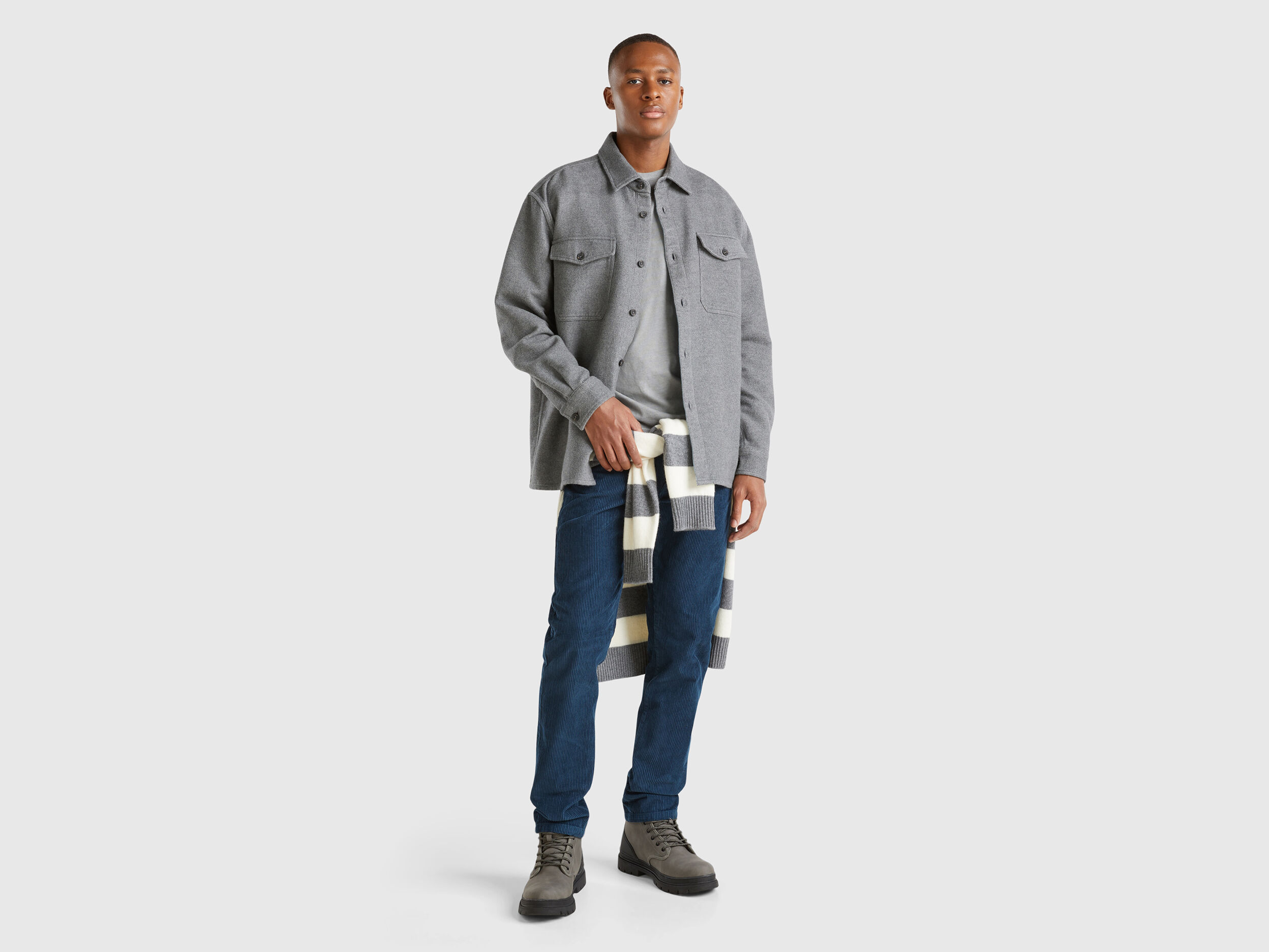 Flannel overshirt - Dark Gray | Benetton