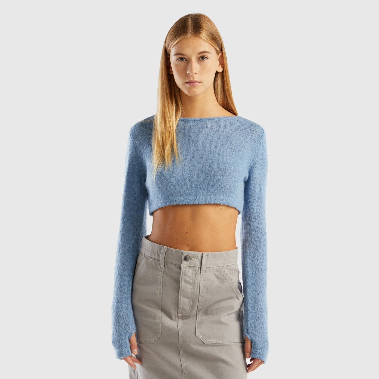 Light blue new arrivals cropped sweater