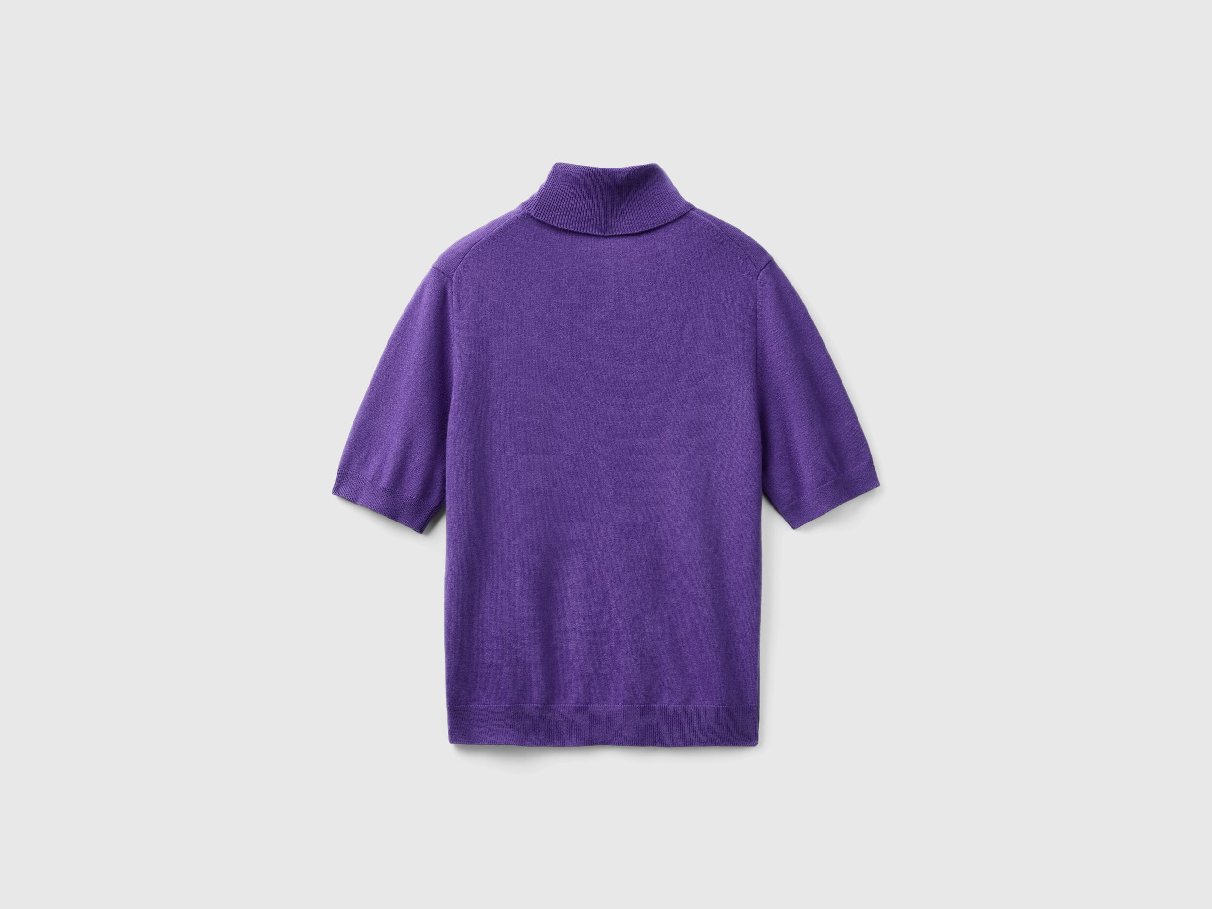 Purple short sleeve turtleneck in cashmere blend Purple Benetton