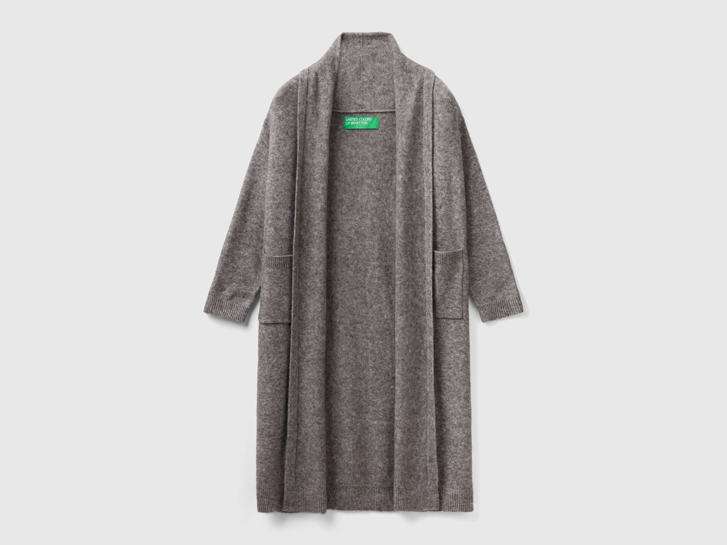 Long cardigan in recycled yarn Dark Gray Benetton
