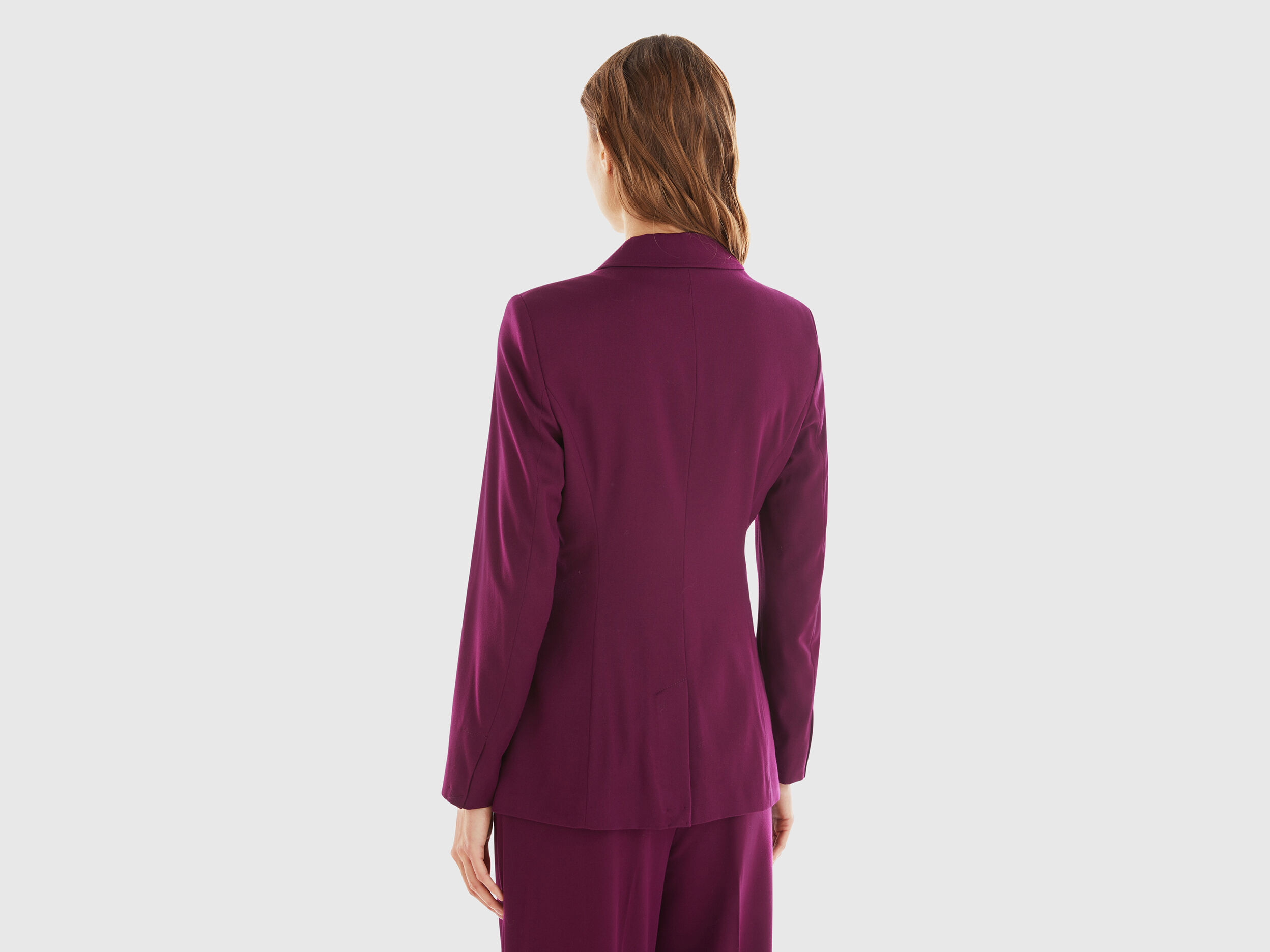 Blazer in wool and viscose blend - Dark Mauve | Benetton