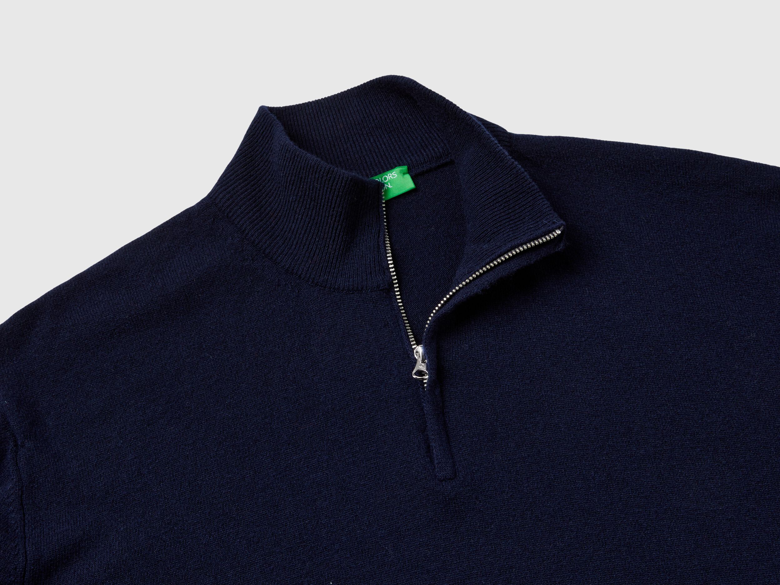 【限定製作】 100% in sweater zip-up blue Midnight Merino Blue Dark - wool Mサイズ