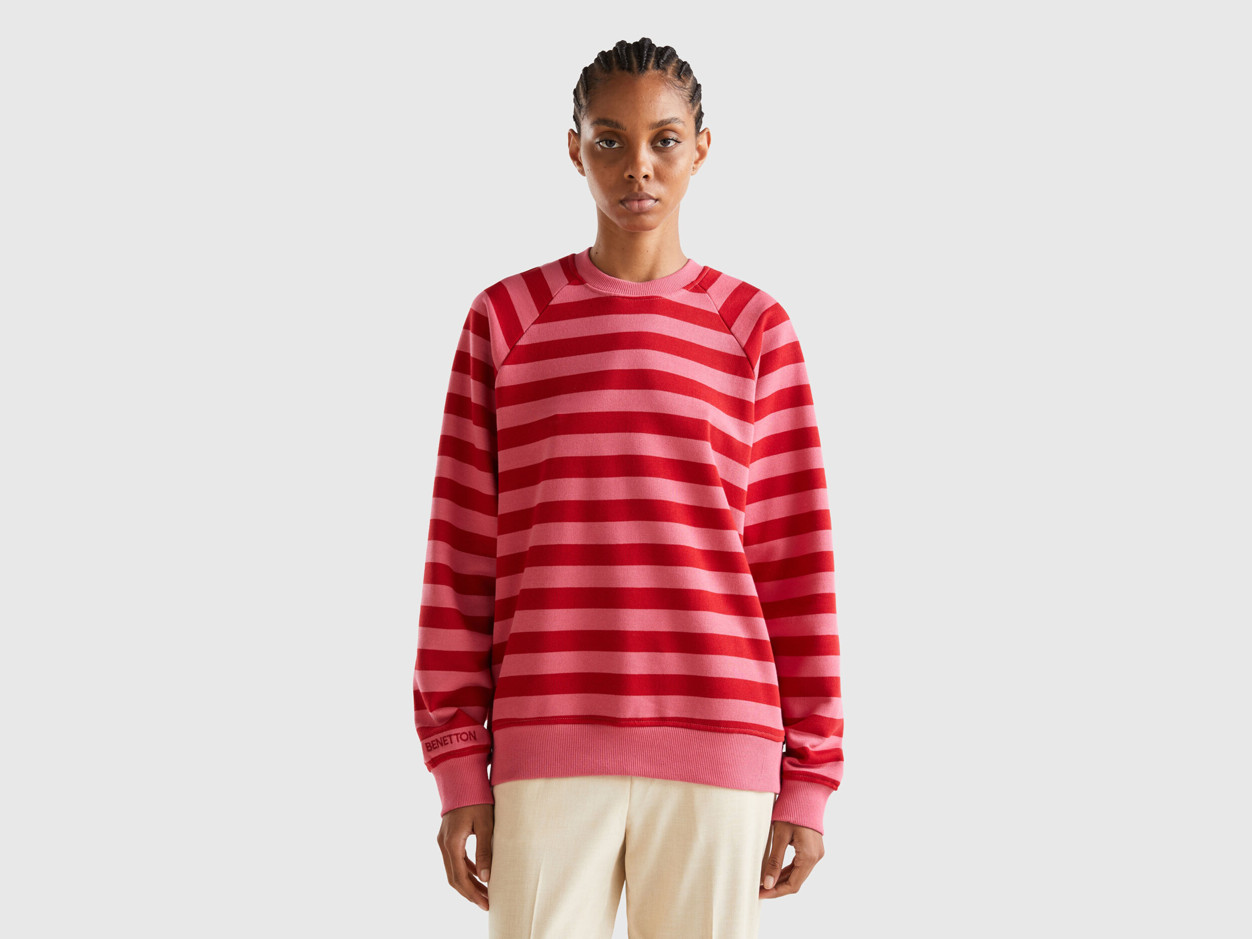 Red clearance striped sweatshirt