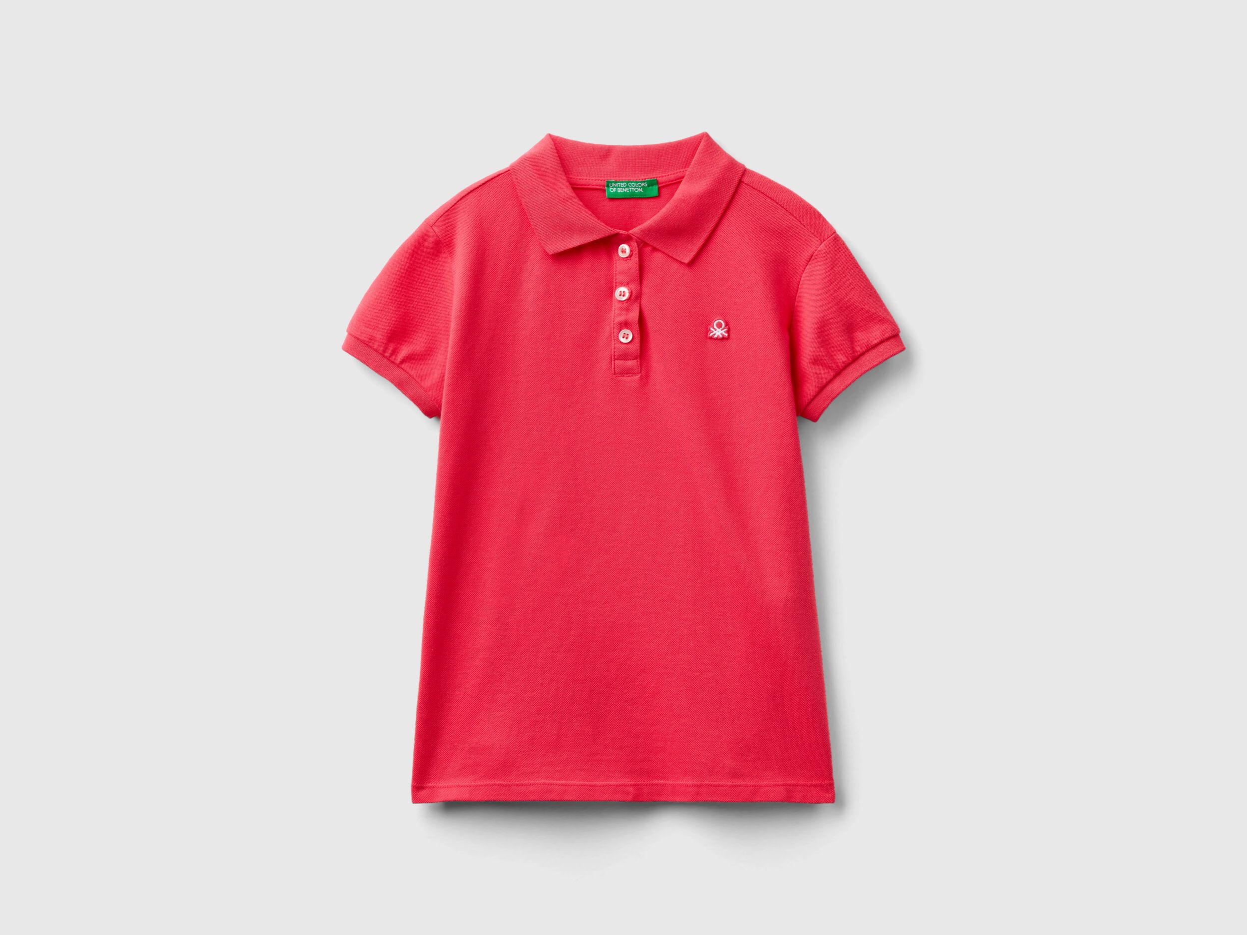 Polo de manga corta de algodon organico Fucsia Benetton