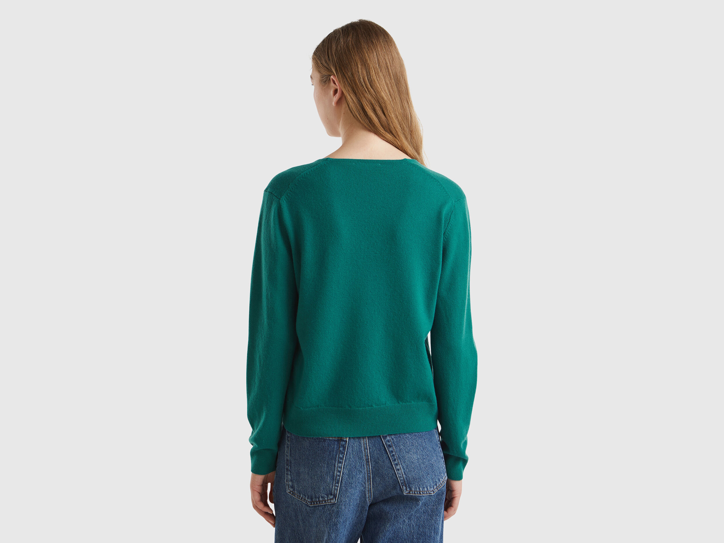 Forest green V-neck sweater in pure Merino wool - Dark Green Forest green V-neck sweater in pure Merino wool - Dark Green