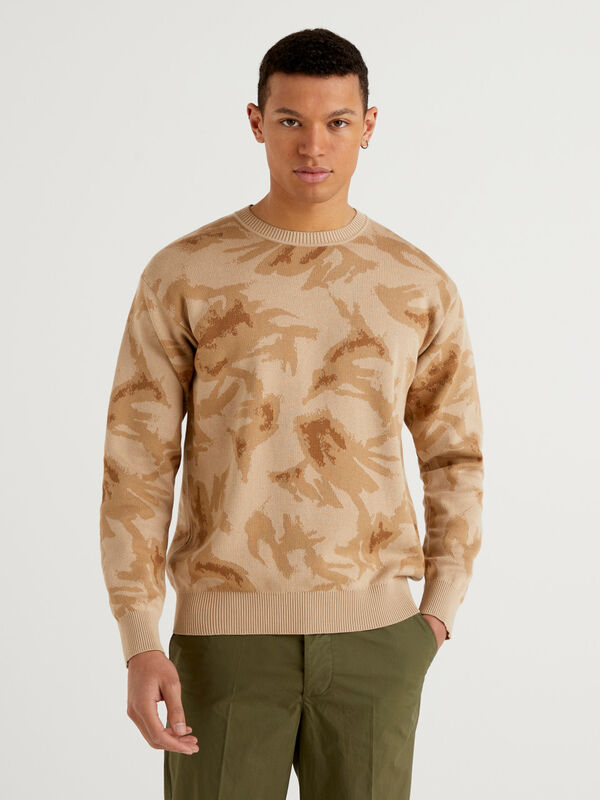 Patterned sweater in cotton Men