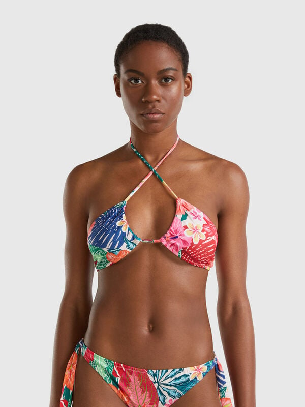 Bikini top with floral print Women