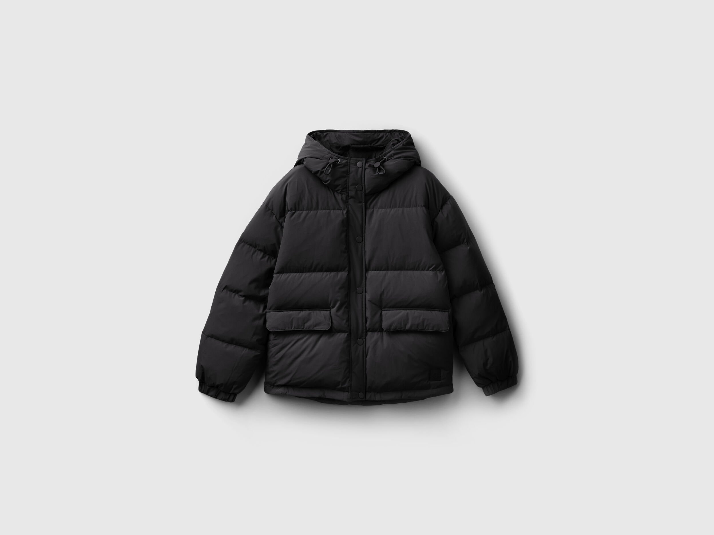 Short puffer jacket padded with recycled feathers Black Benetton