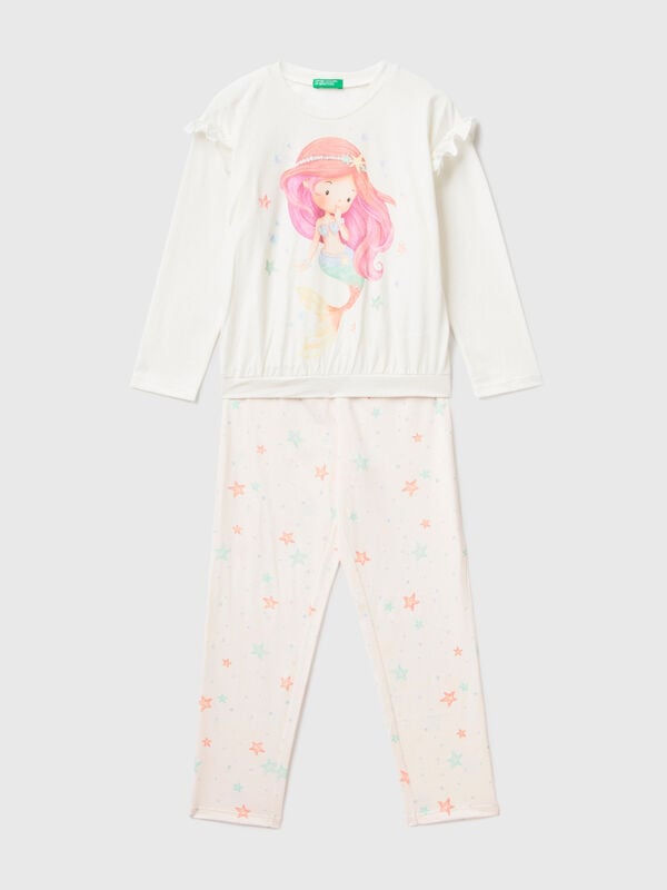 Pijama de sirenita de 100 % algodón Niña