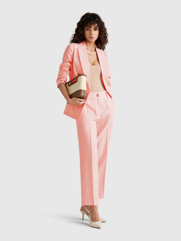 Pantalón recto de puro lino Mujer